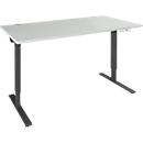 Schäfer Shop Genius bureau AERO FLEX, elektrisch in hoogte verstelbaar, rechthoekig, C-voet, B 1200 mm, lichtgrijs/zwart + memorypaneel
