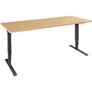 Schäfer Shop Genius bureau AERO FLEX, elektrisch in hoogte verstelbaar, rechthoekig, C-voet, B 1600 mm, beuken/zwart + memorypaneel