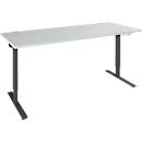 Schäfer Shop Genius bureau AERO FLEX, elektrisch in hoogte verstelbaar, rechthoekig, C-voet, B 1600 mm, lichtgrijs/zwart + memorypaneel