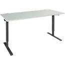 Schäfer Shop Genius bureau AERO FLEX, elektrisch in hoogte verstelbaar, rechthoekig, C-voet, B 1800 mm, lichtgrijs/zwart + memorypaneel