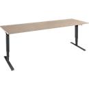 Schäfer Shop Genius bureau AERO FLEX, elektrisch in hoogte verstelbaar, rechthoekig, C-voet, B 2000 x D 800 x H 700-1200 mm, eiken/zwart + memorypanel