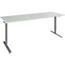 Schäfer Shop Genius bureau AERO FLEX, elektrisch in hoogte verstelbaar, rechthoekig, T-voet, B 2000 mm, lichtgrijs/antraciet + memoryplaat