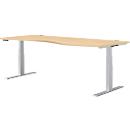 Schäfer Shop Genius Bureau asymétrique MODENA FLEX, réglage élect. de la hauteur, extension à droite, l. 1800 mm, érable 