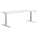 Schäfer Shop Genius Bureau asymétrique MODENA FLEX, réglage élect. de la hauteur, extension à gauche, l. 1800 mm, blanc 