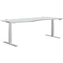 Schäfer Shop Genius Bureau asymétrique MODENA FLEX, réglage élect. de la hauteur, extension à gauche, l. 1800 mm, gris clair 