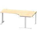 Schäfer Shop Genius Bureau d'angle MODENA FLEX 90°, approche à droite, tube rond à pieds en T, L 2000 mm, érable/blanc