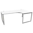 Schäfer Shop Genius Bureau d'angle MODENA FLEX, 90°, pied en forme d'étrier, approche à droite, L 2000 mm, blanc