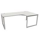 Schäfer Shop Genius Bureau d'angle MODENA FLEX, 90°, pied en forme d'étrier, approche à droite, L 2000 mm, gris clair