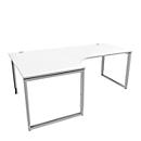 Schäfer Shop Genius Bureau d'angle MODENA FLEX, 90°, pied en forme d'étrier, approche à gauche, L 2000 mm, blanc