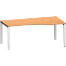 Schäfer Shop Genius Bureau de forme libre MODENA FLEX, approche à droite, L 1800 mm, hêtre