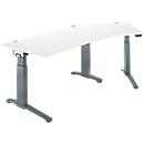 Schäfer Shop Genius Bureau ERGOSTYLE S, 135°, à un niveau, réglage électrique de la hauteur, approche à droite, pied en C, L 2165 x P 800 x H 715-1182 mm, avec Memory Master, blanc/anthracite