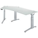 Schäfer Shop Genius bureau ERGOSTYLE S, 135°, één niveau, elektrisch in hoogte verstelbaar, aanbouw links, C-voet, B 2165 x D 800 x H 715-1182 mm, incl. Memory Master, aluminium lichtgrijs/wit