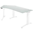 Schäfer Shop Genius bureau ERGOSTYLE S, 135°, één niveau, elektrisch in hoogte verstelbaar, aanbouw links, C-voet, B 2165 x D 800 x H 715-1182 mm, incl. Memory Master, lichtgrijs/wit