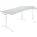 Schäfer Shop Genius bureau ERGOSTYLE S, 135°, één niveau, elektrisch in hoogte verstelbaar, aanbouw rechts, C-voet, B 2165 x D 800 x H 715-1182 mm, incl. Memory Master, lichtgrijs/wit