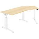 Schäfer Shop Genius bureau ERGOSTYLE S, 135°, één niveau, elektrisch in hoogte verstelbaar, bevestiging rechts, C-voet, B 2165 x D 800 x H 715-1182 mm, incl. Memory Master, ahorn/wit
