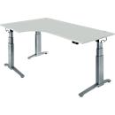 Schaefer Shop Genius bureau ERGOSTYLE S, 90°, aanbouw links, elektrisch in hoogte verstelbaar, C-voet, tweetraps, B 2000 x D 800 x H 645-1305 mm, incl. Memory Master, lichtgrijs/antraciet