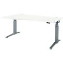 Schäfer Shop Genius bureau ERGOSTYLE S, elektrisch in hoogte verstelbaar, aanbouw links, twee niveaus, C-voet, B 1800 x D 800/1000 x H 645-1305 mm, incl. Memory Master, wit/antraciet