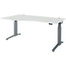 Schäfer Shop Genius bureau ERGOSTYLE S, elektrisch in hoogte verstelbaar, aanbouw links, tweetraps, C-voet, B 1800 x D 800/1000 x H 645-1305 mm, incl. Memory Master, lichtgrijs/antraciet