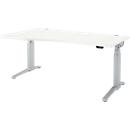 Schäfer Shop Genius bureau ERGOSTYLE S, elektrisch in hoogte verstelbaar, aanbouw links, tweetraps, C-voet, B 1800 x D 800/1000 x H 645-1305 mm, incl. Memory Master, wit/blank aluminium