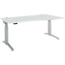 Schäfer Shop Genius bureau ERGOSTYLE S, elektrisch in hoogte verstelbaar, aanbouw rechts, tweetraps, C-voet, B 1800 x D 800/1000 x H 645-1305 mm, incl. Memory Master, aluminium lichtgrijs/wit