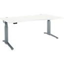 Schäfer Shop Genius bureau ERGOSTYLE S, elektrisch in hoogte verstelbaar, aanbouw rechts, tweetraps, C-voet, B 1800 x D 800/1000 x H 645-1305 mm, incl. Memory Master, wit/antraciet