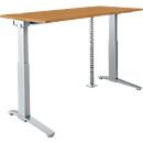 Schäfer Shop Genius bureau ERGOSTYLE S, elektrisch in hoogte verstelbaar, C-voet, B 1600 mm, beuken/aluminium zilver, Memorymaster, kabelslang