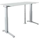 Schäfer Shop Genius bureau ERGOSTYLE S, elektrisch in hoogte verstelbaar, C-voet, B 1600 mm, lichtgrijs/aluminiumzilver, Memorymaster, kabelslang