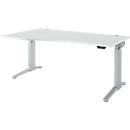 Schaefer Shop Genius bureau ERGOSTYLE S, elektrisch in hoogte verstelbaar, één niveau, aanbouw links, C-voet, B 1800 x D 800/1000 x H 715-1182 mm, incl. Memory Master, aluminium lichtgrijs/wit