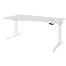 Schäfer Shop Genius bureau ERGOSTYLE S, elektrisch in hoogte verstelbaar, één niveau, aanbouw links, C-voet, B 1800 x D 800/1000 x H 715-1182 mm, incl. Memory Master, lichtgrijs/wit