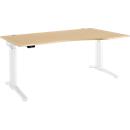 Schäfer Shop Genius bureau ERGOSTYLE S, elektrisch in hoogte verstelbaar, enkelvoudig, aanbouw rechts, C-voet, B 1800 x D 800/1000 x H 715-1182 mm, incl. Memory Master, ahorn/wit
