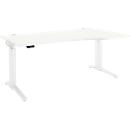 Schäfer Shop Genius bureau ERGOSTYLE S, elektrisch in hoogte verstelbaar, enkelvoudig, aanbouw rechts, C-voet, B 1800 x D 800/1000 x H 715-1182 mm, incl. Memory Master, wit/wit
