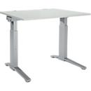 Schäfer Shop Genius bureau ERGOSTYLE S, handmatig in hoogte verstelbaar, rechthoekig, C-voet, B 1200 x D 800 x H 675-895 mm, aluminium lichtgrijs/wit