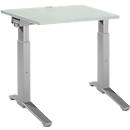 Schäfer Shop Genius bureau ERGOSTYLE S, handmatig in hoogte verstelbaar, rechthoekig, C-voet, B 800 x D 800 x H 675-895 mm, aluminium lichtgrijs/wit