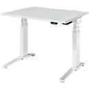 Schäfer Shop Genius bureau ERGOSTYLE S, rechthoekig, elektrisch in hoogte verstelbaar, tweetraps, C-voet, B 1200 x D 800 x H 635-1305 mm, incl. Memory Master, lichtgrijs/wit