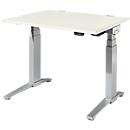 Schäfer Shop Genius bureau ERGOSTYLE S, rechthoekig, elektrisch in hoogte verstelbaar, tweetraps, C-voet, B 1200 x D 800 x H 635-1305 mm, incl. Memory Master, wit/blank aluminium