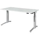 Schäfer Shop Genius bureau ERGOSTYLE S, rechthoekig, elektrisch in hoogte verstelbaar, tweetraps, C-voet, B 1600 x D 800 x H 635-1305 mm, incl. Memory Master, aluminium lichtgrijs/wit