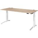 Schäfer Shop Genius bureau ERGOSTYLE S, rechthoekig, elektrisch in hoogte verstelbaar, tweetraps, C-voet, B 1800 x D 800 x H 635-1305 mm, incl. Memory Master, eiken/wit