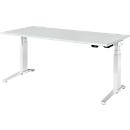Schäfer Shop Genius bureau ERGOSTYLE S, rechthoekig, elektrisch in hoogte verstelbaar, tweetraps, C-voet, B 1800 x D 800 x H 635-1305 mm, incl. Memory Master, lichtgrijs/wit