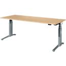 Schäfer Shop Genius Bureau ERGOSTYLE S, rectangle, réglage électrique de la hauteur, deux niveaux, pied en C, L 2000 x P 800 x H 635-1305 mm, avec Memory Master, érable/anthracite