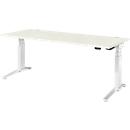 Schäfer Shop Genius Bureau ERGOSTYLE S, rectangulaire, réglage électrique de la hauteur, deux niveaux, pied en C, L 2000 x P 800 x H 635-1305 mm, avec Memory Master, blanc/blanc