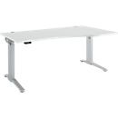 Schäfer Shop Genius Bureau ERGOSTYLE S, réglage électrique de la hauteur, un niveau, approche à droite, pied en C, L 1800 x P 800/1000 x H 715-1182 mm, y compris Memory Master, gris clair/aluminium blanc