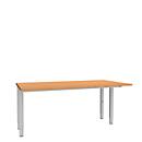Schäfer Shop Genius Bureau MODENA FLEX, 4 pieds avec tubes rectangulaires, des deux côtés, l. 1600 mm, hêtre 