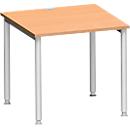 Schäfer Shop Genius Bureau MODENA FLEX, 4 pieds avec tubes ronds, l. 800 x P 800 mm, hêtre/alu blanc 