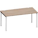 Schäfer Shop Genius bureau MODENA FLEX, 4-poots ronde buis, B 1600 x D 800 mm, eiken/blank aluminium