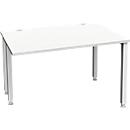 Schäfer Shop Genius bureau MODENA FLEX, 4-poots vierkante buis, verkorte zijpanelen, B 1200 mm, lichtgrijs