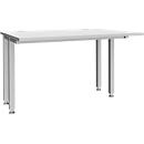 Schäfer Shop Genius bureau MODENA FLEX, 4-poots vierkante buis, verkorte zijpanelen, B 1200 mm, lichtgrijs