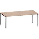 Schäfer Shop Genius bureau MODENA FLEX, 4-poots vierkante buis, verkorte zijpanelen, B 1800 mm, eiken decor