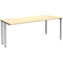 Schäfer Shop Genius bureau MODENA FLEX, 4-poots vierkante buis, verkorte zijpanelen, B 1800 mm, esdoorn