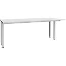 Schäfer Shop Genius bureau MODENA FLEX, 4-poots vierkante buis, verkorte zijpanelen, B 1800 mm, lichtgrijs