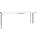 Schäfer Shop Genius bureau MODENA FLEX, 4-poots vierkante buis, verkorte zijpanelen, B 1800 mm, wit